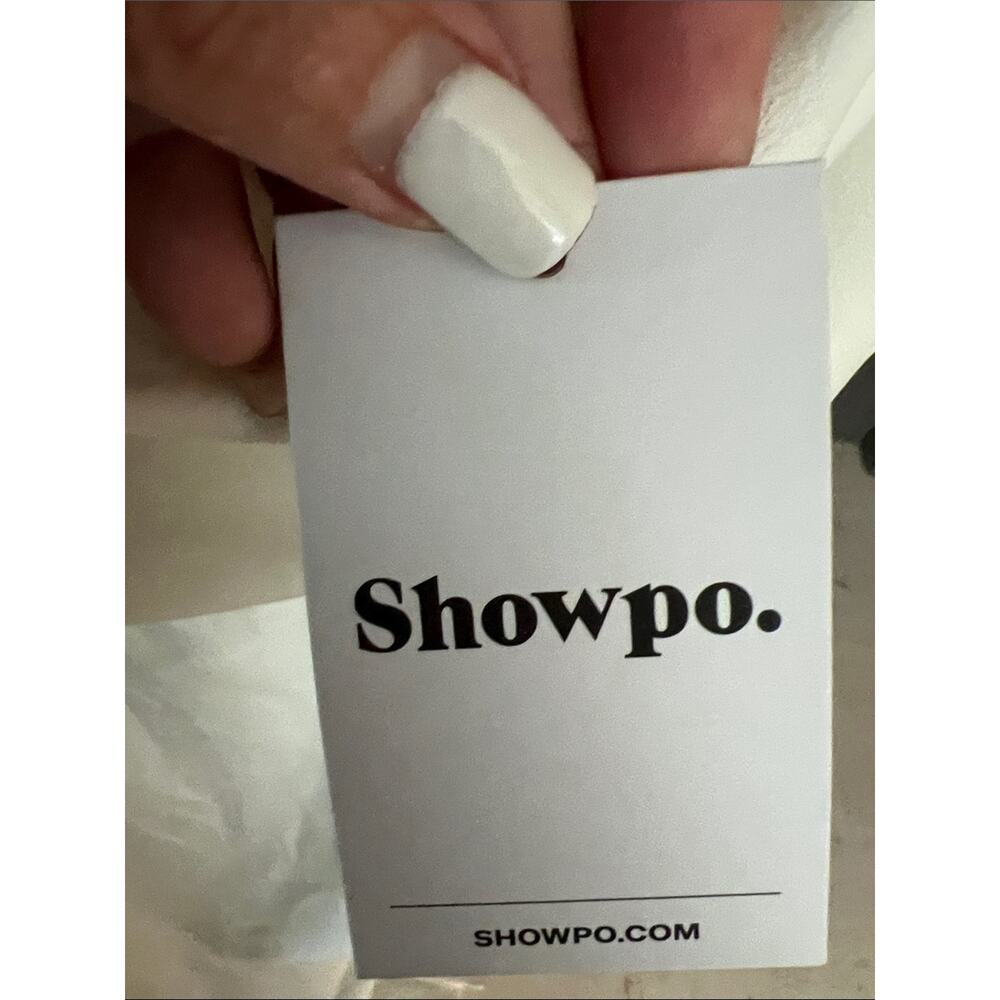 NWT REVOLVE Australia SHOWPO Tabitha cowlneck high split ivory maxi dress US 8 - Picture 9 of 12